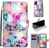 Voor Samsung Galaxy A71 5G Gekleurde Tekening Cross Textuur Horizontale Flip PU Lederen Case met Houder & Kaartsleuven & Portemonnee & Lanyard (Gradient Kleurrijke Bloem)