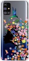 Voor Samsung Galaxy M31s schokbestendig geverfd transparant TPU beschermhoes (bloemenmeisje)