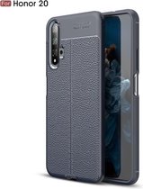 Litchi Texture TPU schokbestendig hoesje voor Huawei Honor 20 (marineblauw)