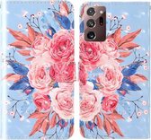Voor Samsung Galaxy Note 20 Ultra 3D-schilderij Gekleurd tekeningpatroon Horizontaal Flip TPU + PU-lederen hoes met houder & kaartsleuven & portemonnee & lanyard (gekleurde bloemen)