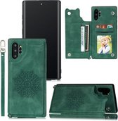 Voor Samsung Galaxy Note 10 Plus Mandala reliëf PU + TPU hoesje met houder & kaartsleuven & fotolijst & riem (groen)