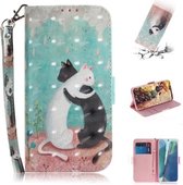 Voor Samsung Galaxy Note20 3D Gekleurde Tekening Horizontale Flip Lederen Case met Houder & Kaartsleuven & Portemonnee & Lanyard (Zwart Wit Kat)