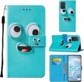 Voor Samsung Galaxy A51 5G Cross Texture Painting Pattern Horizontale Flip Leather Case met Houder & Kaartsleuven & Portemonnee & Lanyard (Big-eye Monster)