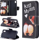 Gekleurde tekening patroon horizontale flip lederen tas met houder & kaartsleuven & portemonnee voor Xiaomi Redmi 7A (Kiss My Ass)