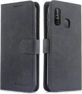 Voor Galaxy A40 Diaobaolee Pure Verse Textuur Horizontale Flip Leren Case, met Houder & Kaartsleuf & Portemonnee & Fotolijst (Zwart)