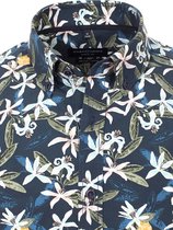 Casa Moda Overhemd Bio Katoen Bloemenmotief Blauw 413613300 - XL