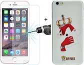 ENKAY Hat-Prince 2-in-1 creatief karakterpatroon Wit TPU-beschermhoes + 0.26 mm 9H + oppervlaktehardheid 2.5D explosieveilige gehard glasfilm voor iPhone 6 & 6s