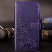 Voor Huawei Mate 30 Lucky Clover Pressed Flowers Pattern Leather Case, met houder & kaartsleuven & portemonnee & draagriem (paars)