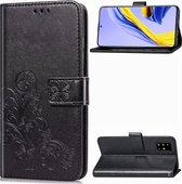 Voor Galaxy A71 Lucky Clover Pressed Flowers Pattern Leather Case met houder & kaartsleuven & portemonnee & draagriem (zwart)