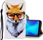 Voor OPPO Realme 6 3D Gekleurde tekening Horizontale flip PU lederen tas met houder & kaartsleuven & portemonnee (vos)