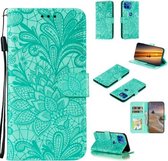 Voor Motorola Moto G5 Plus 5G Kant Bloem Horizontale Flip Leren Case met Houder & Kaartsleuven & Portemonnee & Fotolijst (Groen)