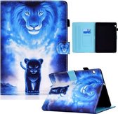 Voor Huawei MediaPad T3 10 Gekleurde Tekening Horizontale Flip Leren Case met Houder & Kaartsleuven (Leeuw)