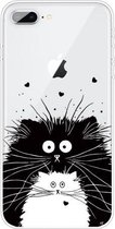 Voor iPhone 8 Plus / 7 Plus gekleurd tekeningpatroon zeer transparant TPU beschermhoes (zwart-witte rat)