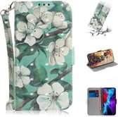 Voor iPhone 12/12 Pro 3D Gekleurde Tekening Horizontale Leren Flip Case met Houder & Kaartsleuven & Portemonnee & Lanyard (Aquarel Bloem)