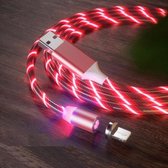 USB naar 8-pins magnetische zuigkracht Kleurrijke Streamer Oplaadkabel voor mobiele telefoon, lengte: 2 m (rood licht)