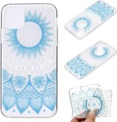 Voor iPhone 12/12 Pro gekleurd tekeningpatroon transparant TPU beschermhoes (blauwe bloem)