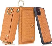 Voor iPhone 11 POLA Multifunctionele Fashion Weave Magnetische Horizontale Flip Leren Case met Kaartsleuven & Portemonnee & Fotolijst & Lanyard (Bruin)