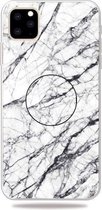 3D Marble Soft Silicone TPU Case Cover met beugel voor iPhone 11 (wit)