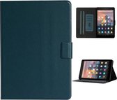 Voor Amazon Kindle Fire HD 10 2017 Effen Kleur Horizontale Flip Leren Case met Kaartsleuven & Houder & Slaap / Wekfunctie (Donkergroen)