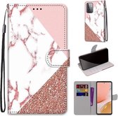 Voor Samsung Galaxy A72 5G Gekleurde Tekening Cross Textuur Horizontale Flip PU Lederen Case met Houder & Kaartsleuven & Portemonnee & Lanyard (Roze Steen Textuur)