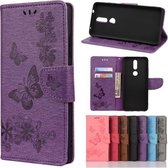Voor Nokia 2.4 Vlinders Embossing Horizontale lederen flip case met houder & kaartsleuven & portemonnee (paars)
