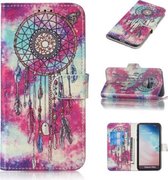Gekleurde tekening marmer patroon horizontale flip PU lederen tas met houder & kaartsleuven & portemonnee voor Galaxy S10e (vlinder windgong)