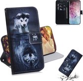 3D Gekleurde Tekening Horizontale Leren Flip Case, met Houder & Kaartsleuf & Portemonnee Voor Galaxy Note 10 Plus (Wolf en Hond)