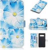 Gekleurde tekening marmer patroon horizontale flip PU lederen tas met houder & kaartsleuven & portemonnee voor Galaxy S10 + (orchidee)