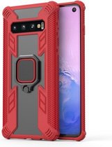 Iron Warrior schokbestendige pc + TPU beschermhoes voor Galaxy S10, met ringhouder (rood)