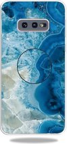 3D Marble Soft Silicone TPU Case Cover Bracket voor Galaxy S10e (lichtblauw)