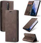 CaseMe-013 Multifunctionele Retro Frosted Horizontale Flip Leren Case met Kaartsleuf & Houder & Portemonnee Voor OnePlus 7 Pro (Koffie)