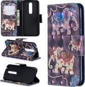 3D Gekleurde Tekening Horizontale Flip Leren Case met Houder & Kaartsleuven & Portemonnee Voor Nokia 4.2 (Twee Olifanten)