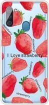 Voor Samsung Galaxy A11 schokbestendig geschilderd TPU beschermhoes (Love Strawberry)