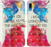 Voor Samsung Galaxy A40 3D schilderij Gekleurde tekening patroon Horizontaal Flip TPU + PU lederen tas met houder & kaartsleuven & portemonnee & lanyard (Engels alfabet)