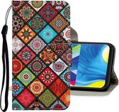 Voor Samsung Galaxy A50 / A30s Gekleurde Tekening Patroon Horizontale Flip Leren Case met Houder & Kaartsleuven & Portemonnee (Ruit)