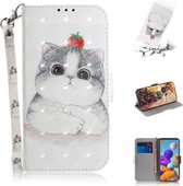 Voor Samsung Galaxy A21s 3D Geschilderd Patroon Magnetische Aantrekkelijkheid Horizontale Flip Leren Case met Houder & Kaartsleuf & Portemonnee & Lanyard (Leuke Kat)