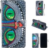 Leren beschermhoes voor Galaxy S9 (groene ogen)