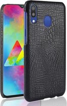 Schokbestendig Crocodile Texture PC + PU-hoesje voor Galaxy M20 (zwart)