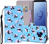 Panda Pattern Gekleurde Tekening Horizontale Leren Flip Case voor Galaxy S9, met Houder & Kaartsleuven & Portemonnee & Lanyard