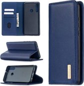 Voor Huawei Y6p 2 in 1 afneembare magnetische horizontale flip lederen tas met houder & kaartsleuven en portemonnee (blauw)