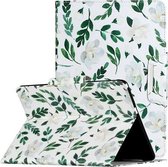 Voor Huawei MediaPad T3 10 Geschilderd Patroon Horizontale Flip Leren Case met Houder (Witte Bloem Bladeren)