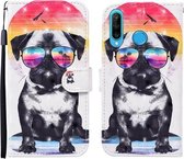 Voor Huawei P30 lite 3D Geschilderd Patroon Horizontale Flip Leren Case met Houder & Portemonnee & Kaartsleuf & Lanyard (Bril Hond)