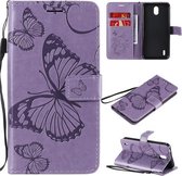 Voor Nokia 1.3 3D Vlinders Embossing Patroon Horizontale Flip Leren Case met Houder & Kaartsleuf & Portemonnee (Paars)