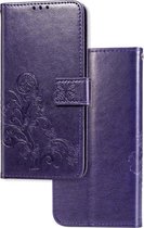 Voor Huawei Honor 30S Lucky Clover Pressed Flowers Pattern Leather Case met houder & kaartsleuven & portemonnee & draagriem (paars)