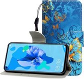 Voor Huawei Nova 5i / P20 Lite (2019) Gekleurde Tekening Horizontale Flip Leren Case met Houder & Kaartsleuf & Portemonnee (Jade Vlinder)
