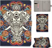 Voor 8 inch Universele Gekleurde Tekening Patroon Horizontale Flip PU Lederen Case met Houder & Kaartsleuven (Kleurrijke Olifant)
