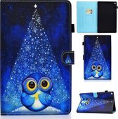 Voor Amazon Kindle fire HD8 2016/2017/2018 Gekleurde Tekening Stiksels Horizontale Flip Leren Case met Houder & Kaartsleuven & Slaap / Wekfunctie (Nachthemel Uil)