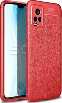 Voor Vivo S7 Litchi Texture TPU schokbestendig hoesje (rood)