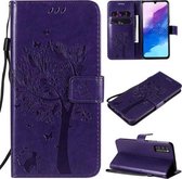 Voor Huawei Enjoy Z 5G Boom & Kat Reliëfpatroon Horizontale Flip Leren Case met Houder & Kaartsleuven & Portemonnee & Lanyard (Paars)