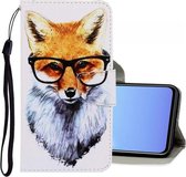 Voor Vivo V17 / V19 (Indonesië) 3D-gekleurde tekening Horizontale flip PU lederen tas met houder & kaartsleuven en portemonnee (Fox)